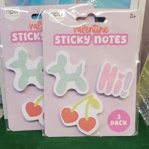 Valentine Sticky Notes 3 Pack Set of 2 Packs